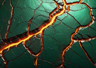 Raw Copper with Glowing Ember Veins and Fractured Green Surface