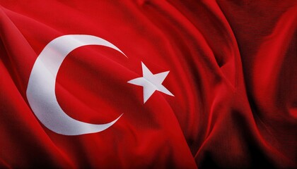Obraz premium The Majestic Turkish Flag. Symbol of Unity and History, Showcasing Vibrant Red with Crescent Moon and Star, a Representation of National Pride and Cultural Heritage