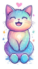  Cute cartoon kitten with a playful and funny expression