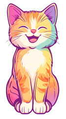 Obraz premium Cute cartoon kitten with a playful and funny expression
