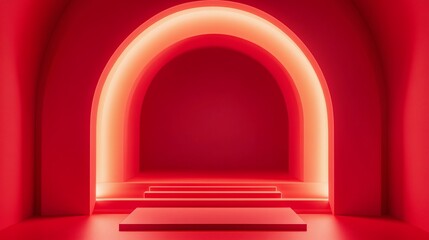 Building interior corridor entrance red scene