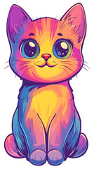  Cute cartoon kitten with a playful and funny expression