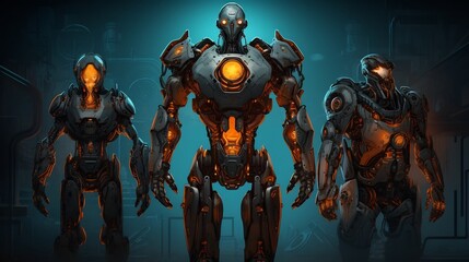 Fototapeta premium Futuristic Robotic Armor with Intricate Mechanical Details in Digital