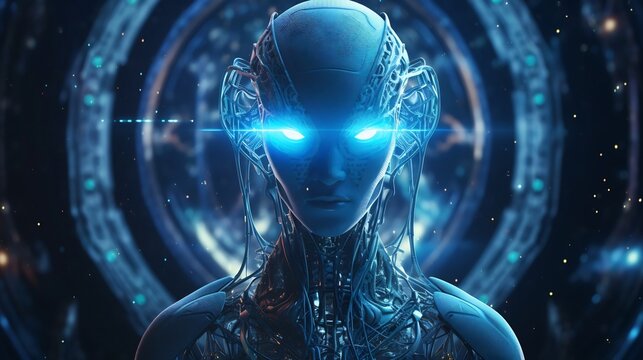 Futuristic Sci-Fi Alien Technology with Glowing Holographic Interfaces