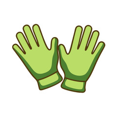 Fototapeta premium Green gardening gloves illustration with simple design