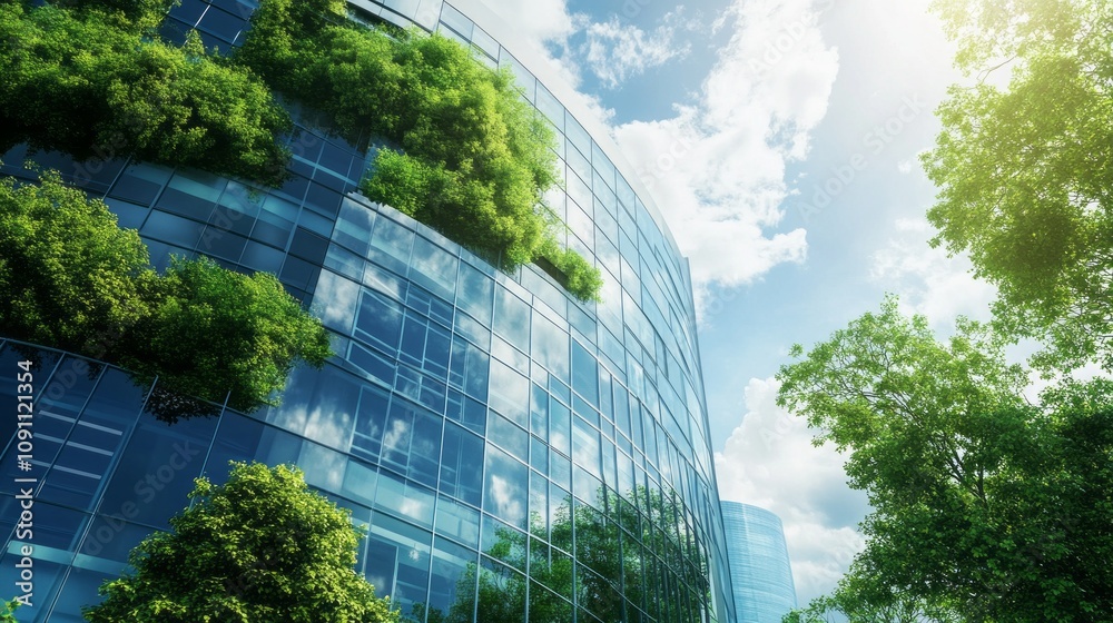 Poster A building with a lot of trees growing on it