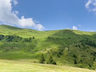 Obraz premium Sunlit Green Hills and Open Sky