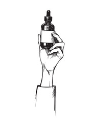illustration of hand that holding cosmetology cream