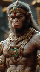 Obraz premium Epic Close-Up Design of Mythical Hanuman Character