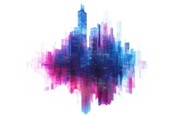 Obraz premium Abstract cityscape with vibrant colors representing urban life and technology.