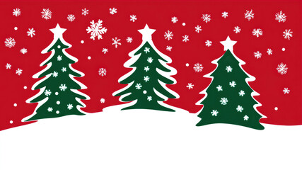 Fototapeta premium Festive Winter Scene With Laser Cut Minimalist Style Christmas Trees and Snowflakes