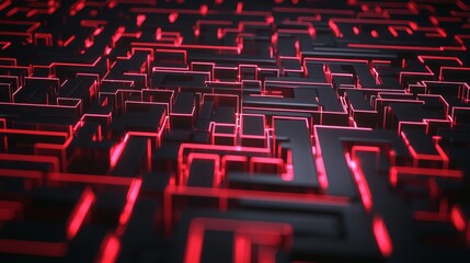 Fototapeta premium Intricate Virtual Maze of Digital Surveillance Networks in Spyware 3D Render on Dark Background