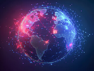 Obraz premium A globe with a network of lines and dots surrounding it