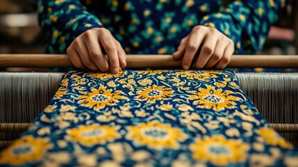 Artisan weaving process traditional workshop craft cultural heritage close-up handcrafted textiles for sustainable living