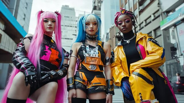 Three women in black and yellow pose for a photo