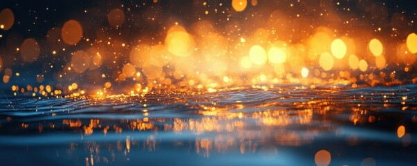 Fototapeta premium Sparkling glitter swirling in water, creating a mesmerizing, magical effect under bright lighting.