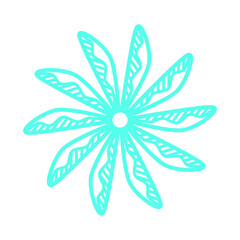 Decoration simple mandala beautiful line shape doodle that inspired by wheel and electric fan that can be used for sticker, book, scrapbook, icon, decorative, etc. with aesthetic mint colorful color
