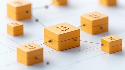 Fototapeta premium Minimalist digital ledger icon featuring cryptocurrency logos, highlighting blockchain technology