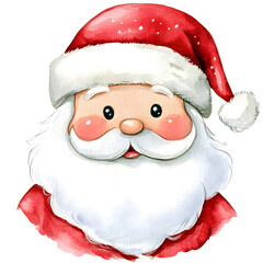 Cute portrait of Santa Claus, Christmas Santa on a transparent background  PNG