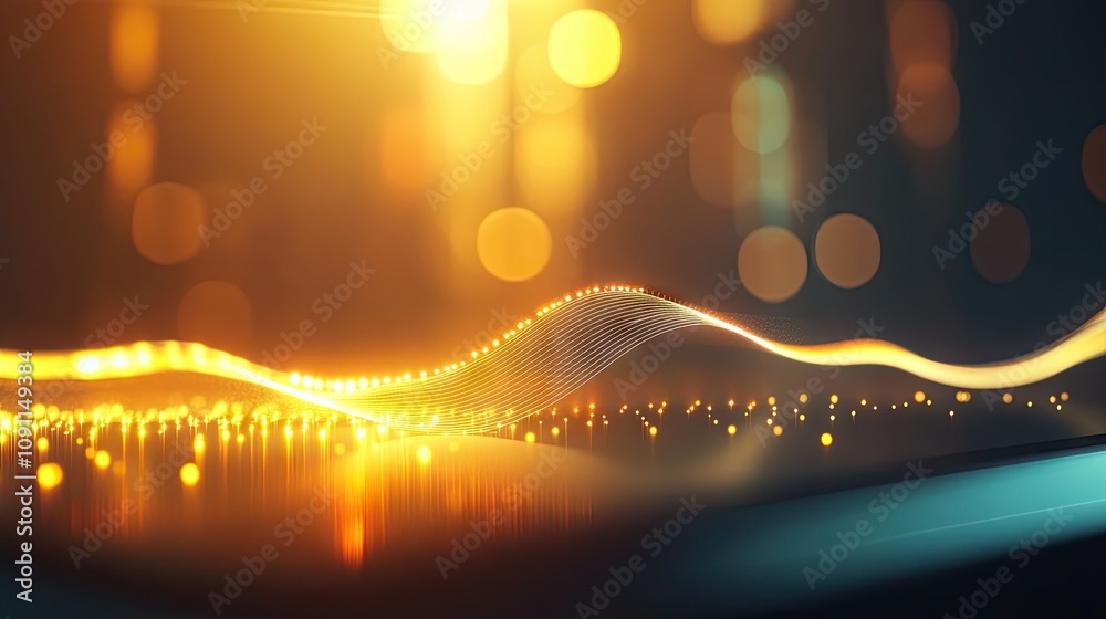 Poster glowing 3d line graph with abstract patterns
