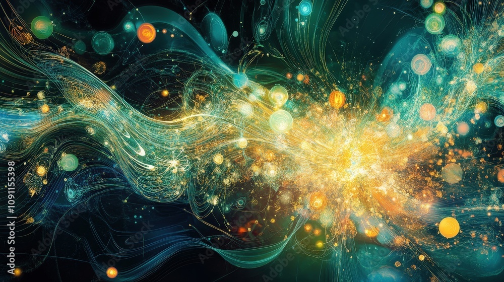Aufkleber a visualization of data flowing into an ai system, transforming raw information into complex insight
