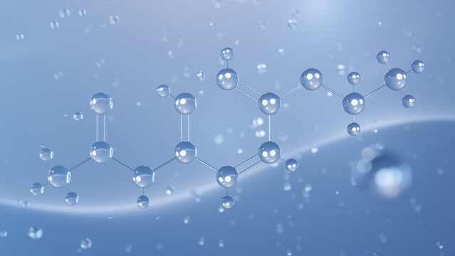 phenacetin molecular structure, 3d model molecule, analgesic, structural chemical formula view from a microscope