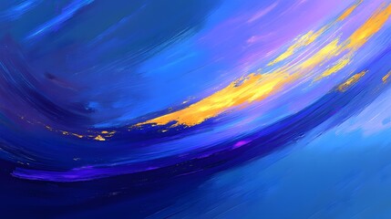 Abstract wallpaper for a mobile phone, featuring vibrant blue and purple hues with yellow brush strokes in the style of Planet Saturn