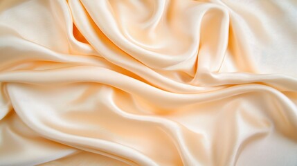 Obraz premium Elegant satin fabric folded texture textile close-up soft surface warm tones detailed view luxury concept for home decor