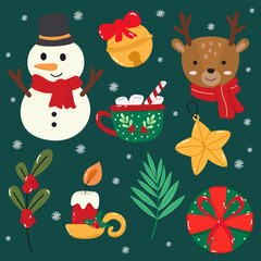 Naklejka premium Christmas-set-hand-drawn3-67-11-12
