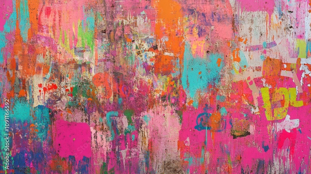 Poster a colorful painting with a lot of different colors and shapes