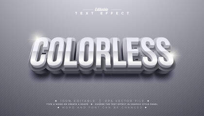 Colorless 3D Text Effect Design Editable and Scalable Vector Graphic Style Effect with White Typography Lettering and Shadow on Striped Background. Premium Illustration Template for Greeting Card