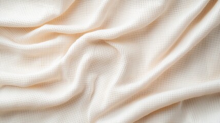 Fototapeta premium Elegant textured white fabric close-up still life photography soft lighting aesthetic design textile art