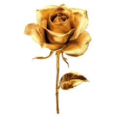   Isolated gold rose on white background