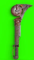 Fototapeta premium buzz saw axe with green background