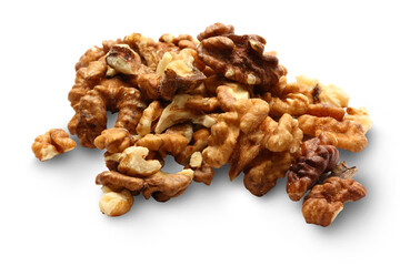 Obraz premium Heap of walnuts on white background