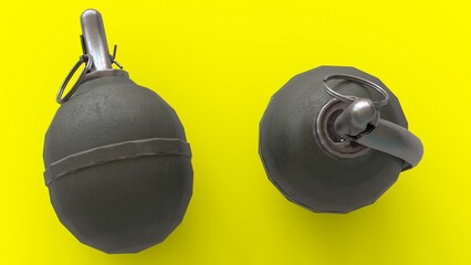 explosive grenade with yellow background