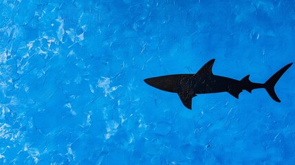 Obraz premium Serene Shark Silhouette in Radiant Blue - Minimalistic Aquatic Beauty