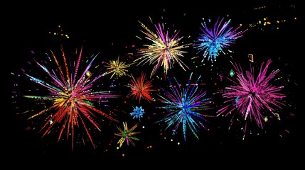 Fototapeta premium Fireworks Drawing. Festive celebration with colorful sparks in the sky