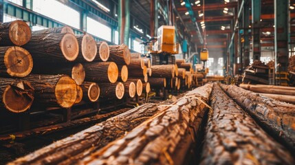 Forestry Industry: Timbering and Wood Processing Factory for Industrial Logging