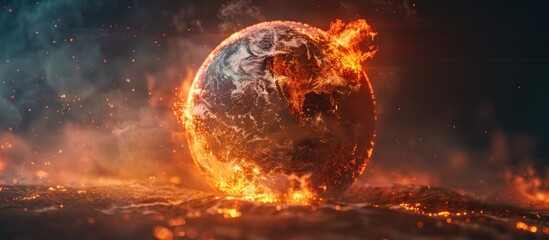 Obraz premium Burning Earth: A Symbol of Climate Change
