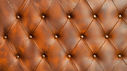 Naklejka premium Rich brown leather texture with tufted pattern and buttons, showcasing luxurious and classic design. embossed surface adds depth and elegance, perfect for upholstery or interior design