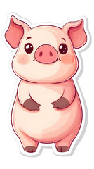 Fototapeta premium Cute Pig Holding a Heart