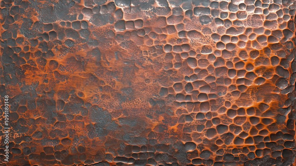 Leinwandbilder hammered copper texture with rustic, weathered appearance, showcasing intricate patterns and rich, w