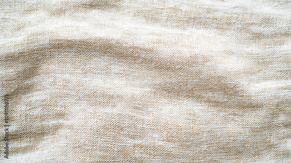 Poster Natural linen fabric texture in soft beige color, showcasing detailed weave pattern. material appears lightweight and breathable, ideal for various textile applications