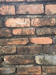 Fototapeta premium The old walls are made of burnt bricks.