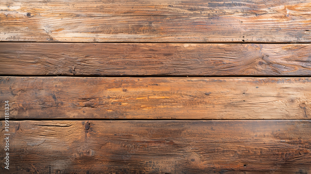 Poster aged wooden planks with rich texture and natural grain patterns, viewed from above, showcasing rusti