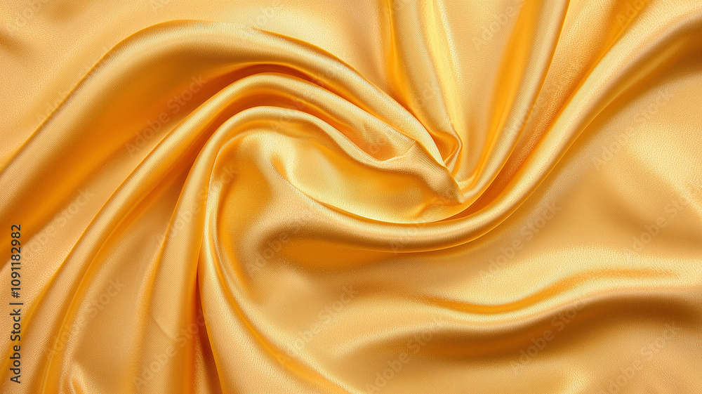 Poster luxurious golden silk fabric with smooth texture and elegant folds, creating rich and vibrant appear