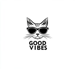 Fototapeta premium This cute illustration shows a cat wearing sunglasses and having a good time.