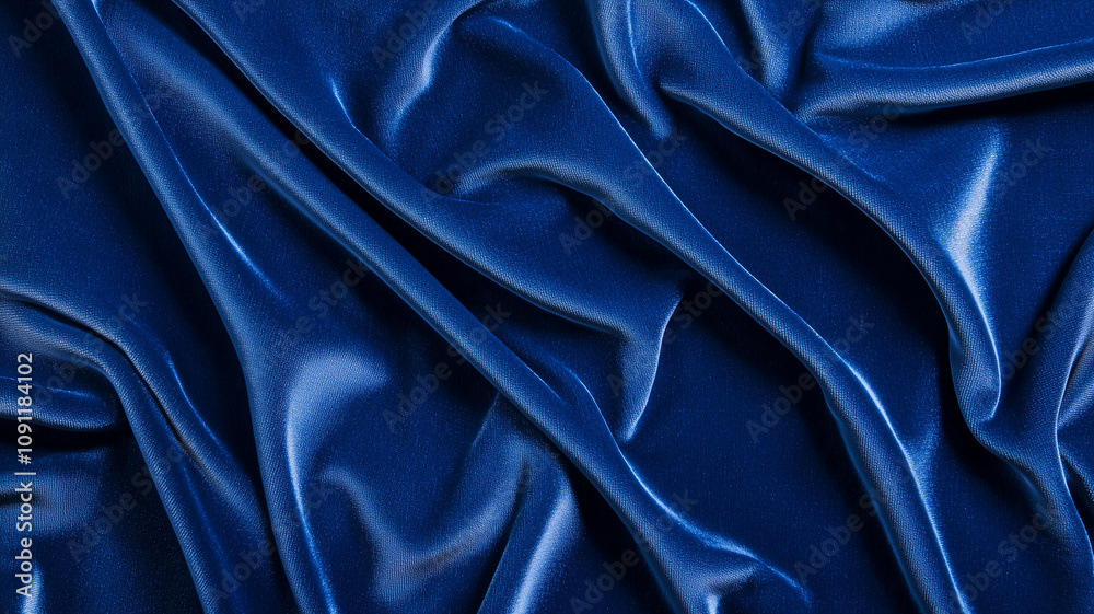Aufkleber luxurious blue velvet fabric with smooth, flowing texture, creating elegant and rich appearance. fol