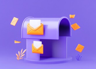 3D rendering showcasing modern marketing themes in correspondence.